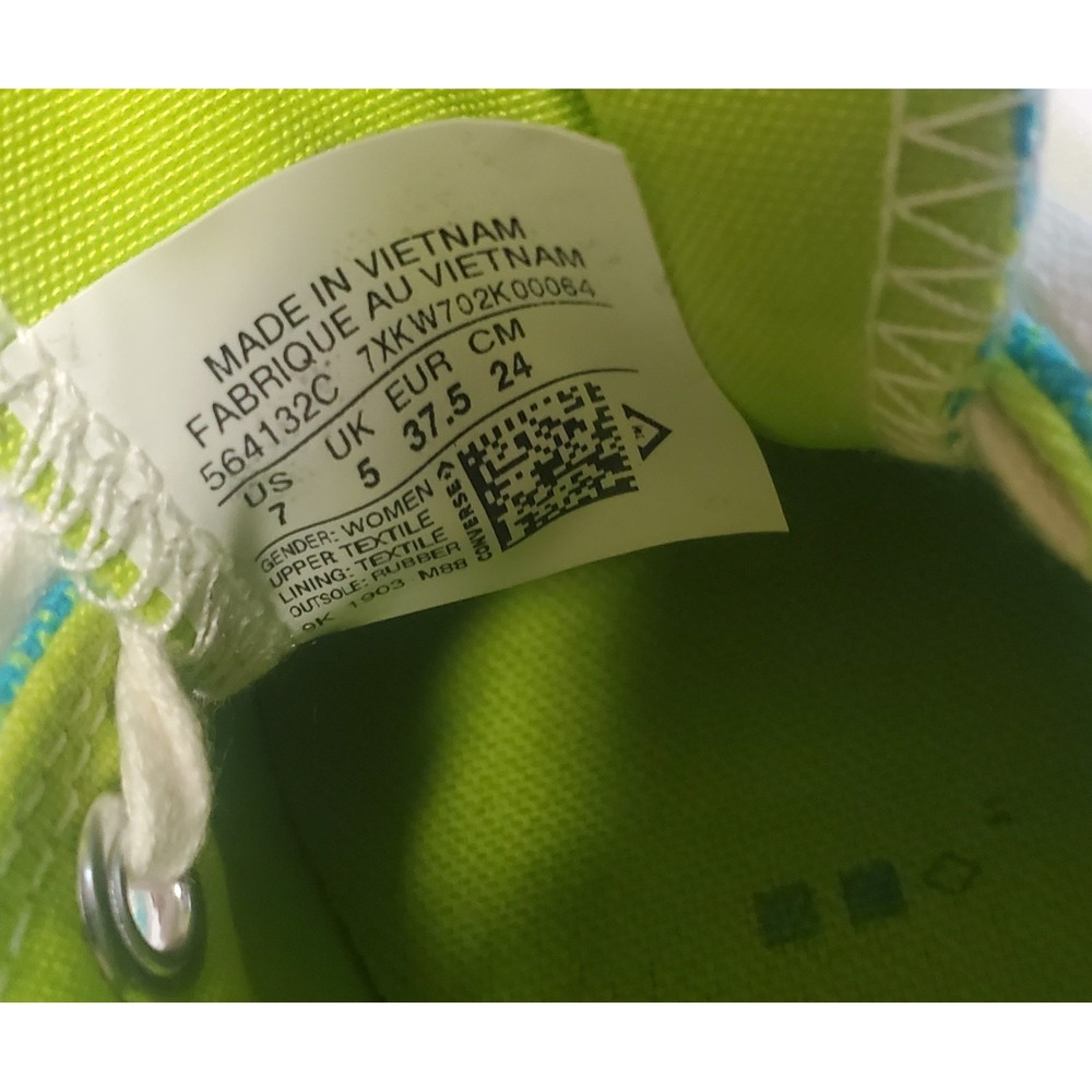Converse Chuck Taylor Sneakers 7 Neon Nights NWOT Turquoise/Lime Low Shaft 2021 - Picture 14 of 16
